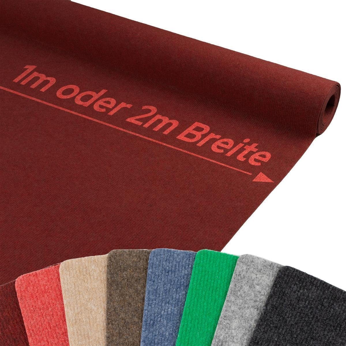 Nadelvliesteppich Rips MENORCA Meterware B1 zertifiziert- Rot - 1,00m x 1,00m, Primaflor-Ideen in Textil, rechteckig, Höhe: 2,5 mm
