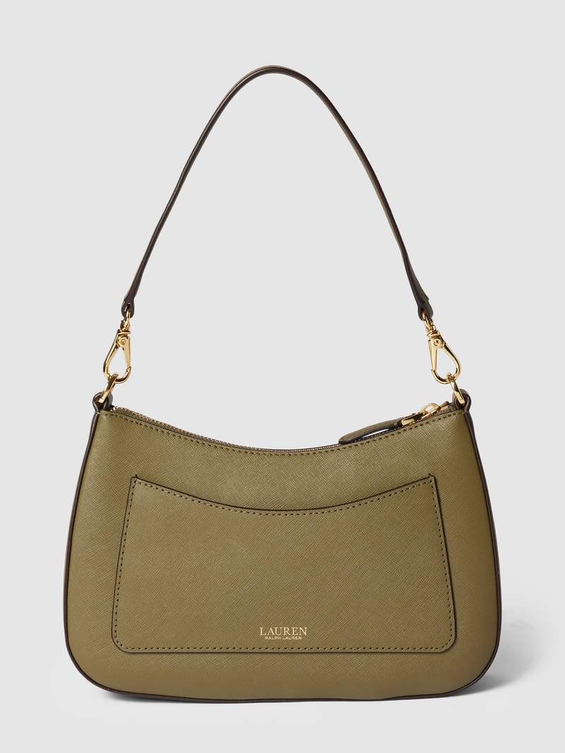 Schultertasche mit Label-Applikation Modell 'DANNI' in olivgrün