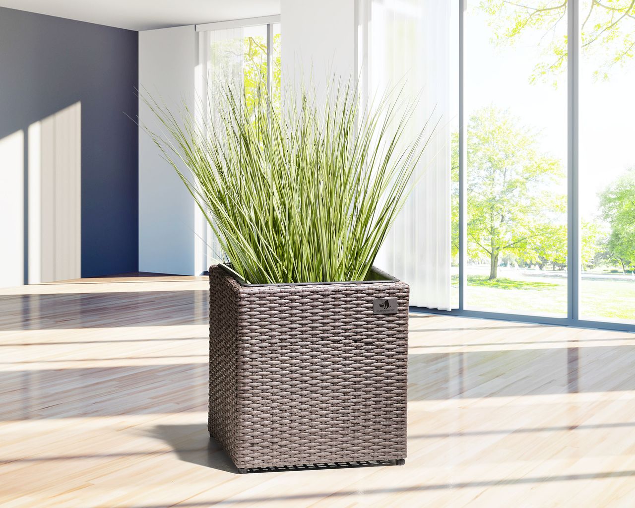 Weles Pflanzkübel Polyratten 36 x 36 x 36 cm, für Innen und Außen, Bewässerungssystem, mocca