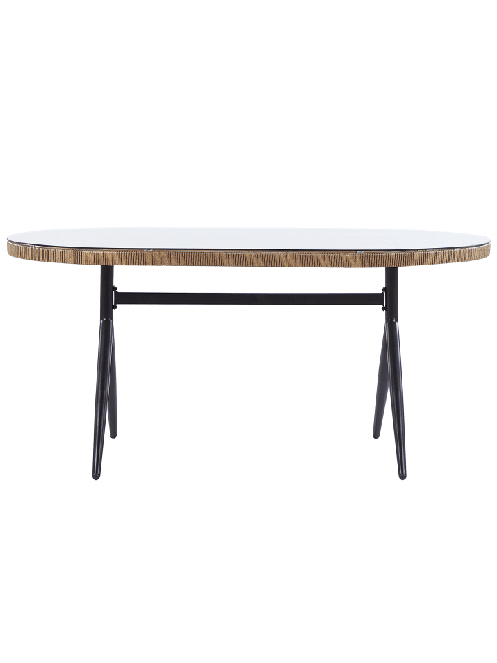 Beliani 7-tlg Gartentisch Set ALIANO in Beige/Schwarz günstig kaufen onesize