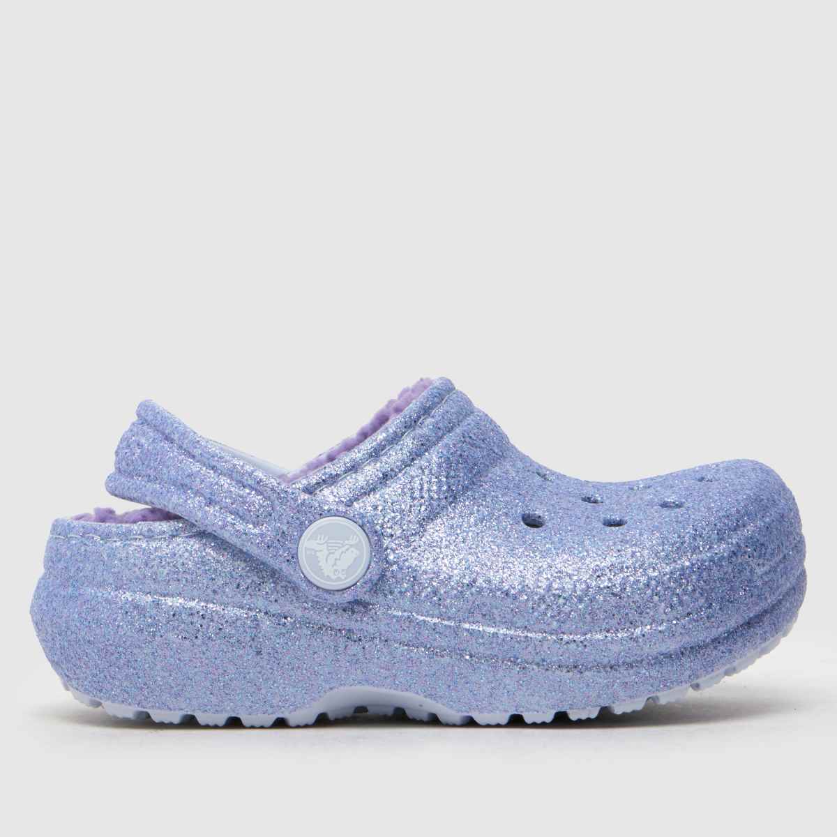Crocs lila klassiska fodrade glitterträsko flickor småbarnssandaler