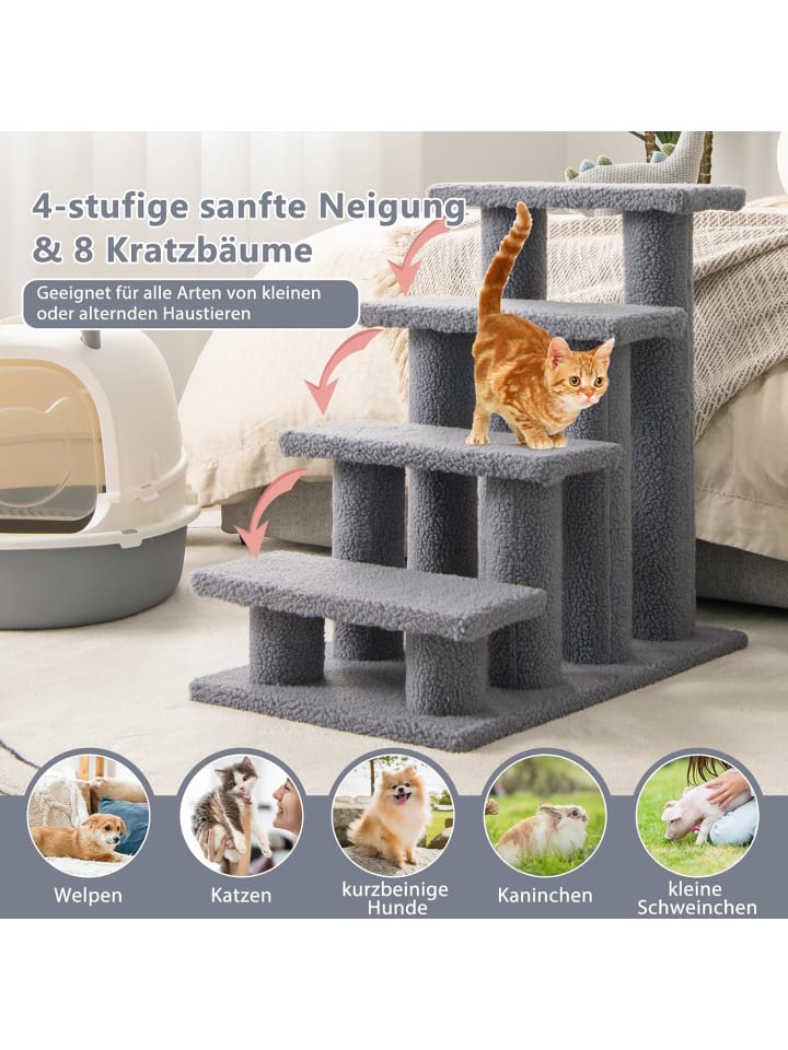 COSTWAY Katzentreppe in Grau günstig kaufen 60 cm