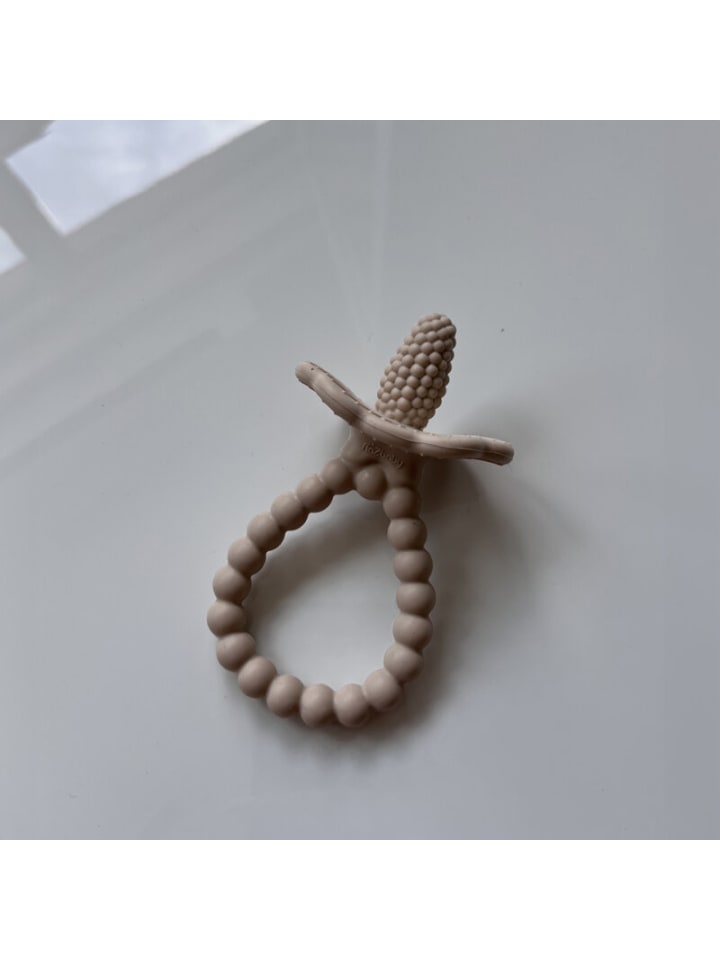 RaZbaby Baby Beißring Himbeere aus Silikon - Zahnungshilfe ab 3 Monaten in Karamell günstig kaufen onesize