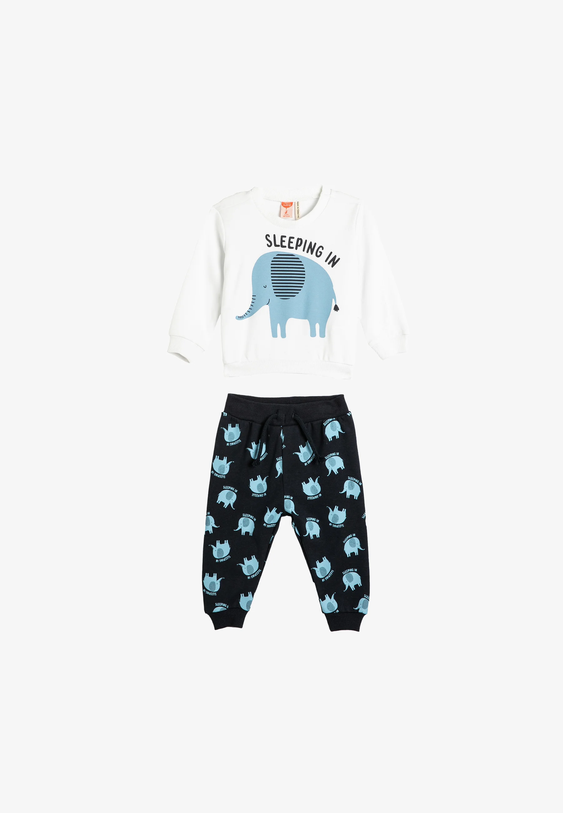 Conjunto Koton con estampado de elefante, manga larga y cuello redondo. - Pijamas