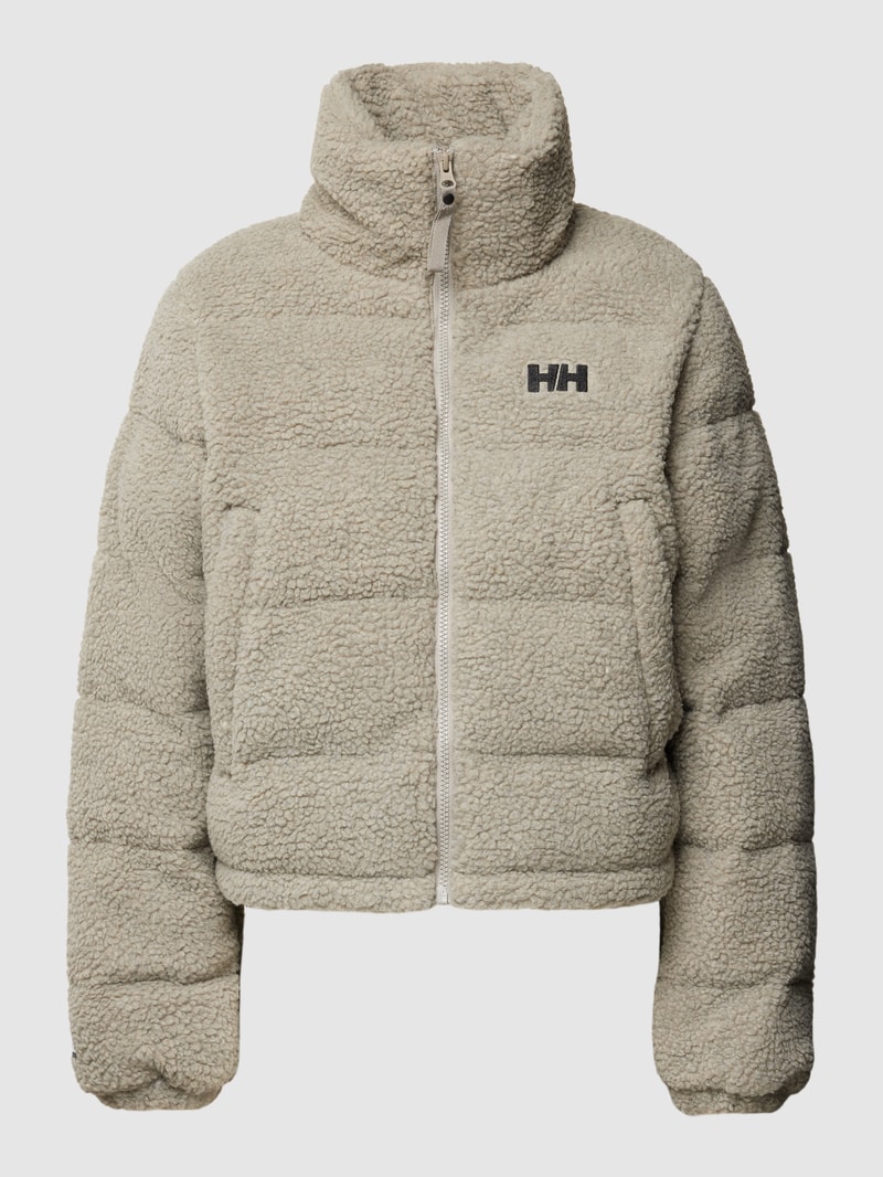 Fleecejacke mit Stehkragen und Eingrifftaschen in taupe