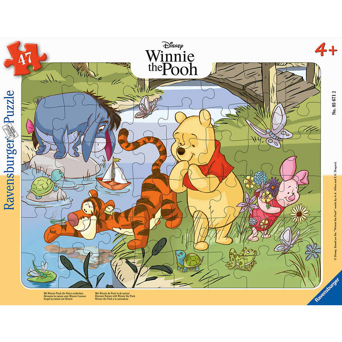 Ravensburger Kinderpuzzle 05671 - Mit Winnie Puuh die Natur entdecken - 47 Teile Teile   Rahmenpuzzle für Kinder ab 4 Jahren