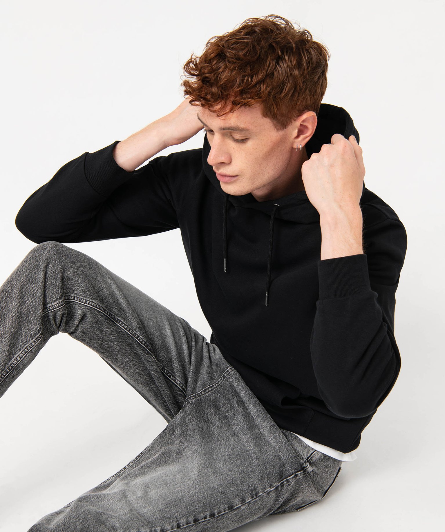 Sweat homme à capuche intérieur molletonné noir | GEMO