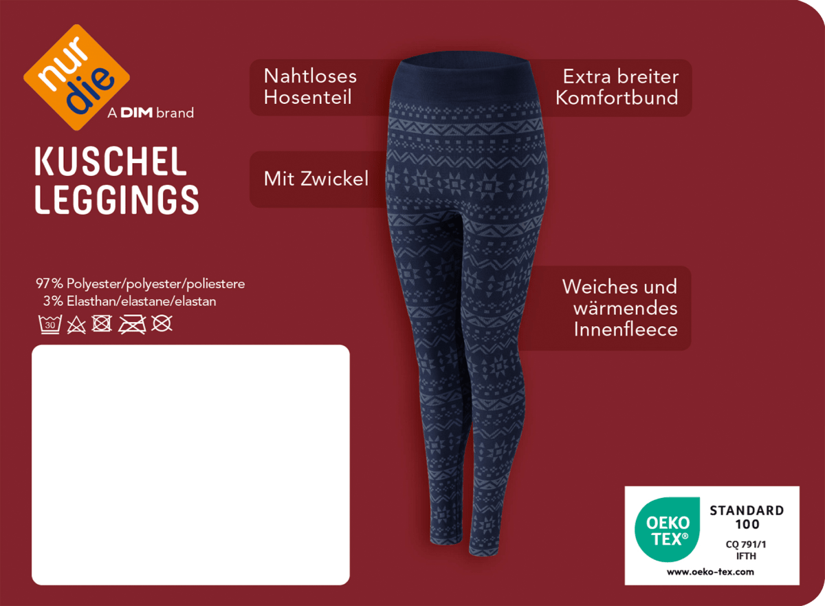 Kuschel Leggings mit Norweger-Muster blau Gr. 40/42, 100 DEN, 1 St