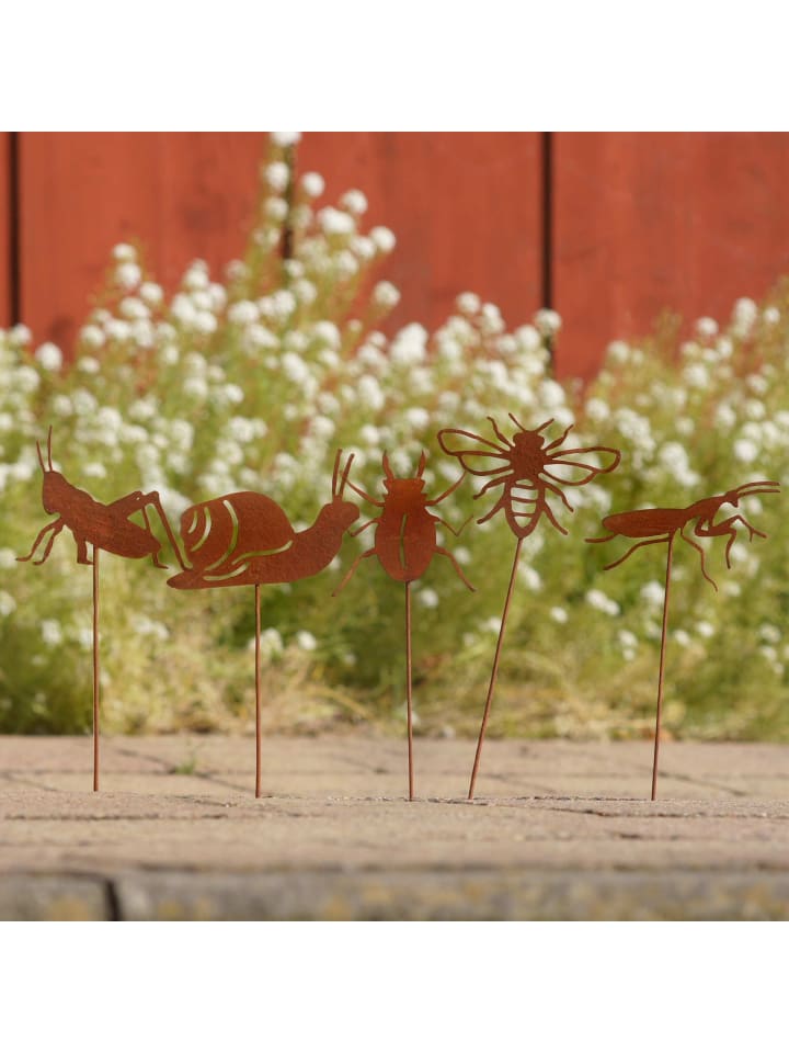 UNUS 5er Set Gartenstecker Rost Insekten in Braun günstig kaufen onesize