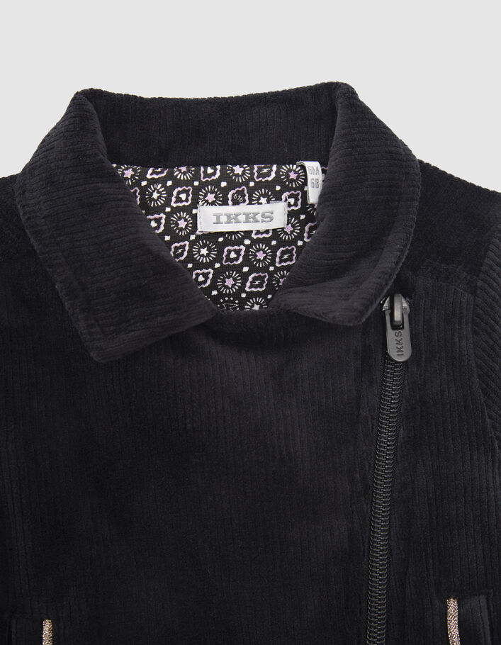 Cardigan noir esprit motard velours côtelé fille