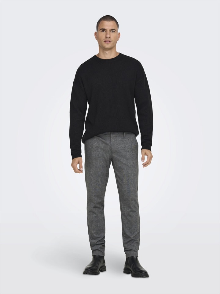 Only&Sons Stoffhose Karierte Stretch Chino Trousers ONSMARK in Grau günstig kaufen