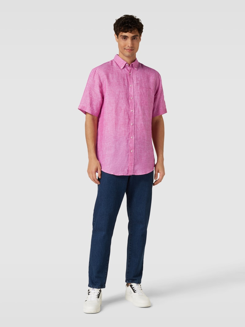 Freizeithemd mit Button-Down-Kragen in pink