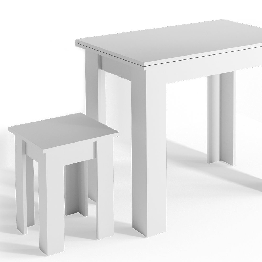 Vicco Esstisch Küchentisch Hocker ROMAN 120x90cm weiß