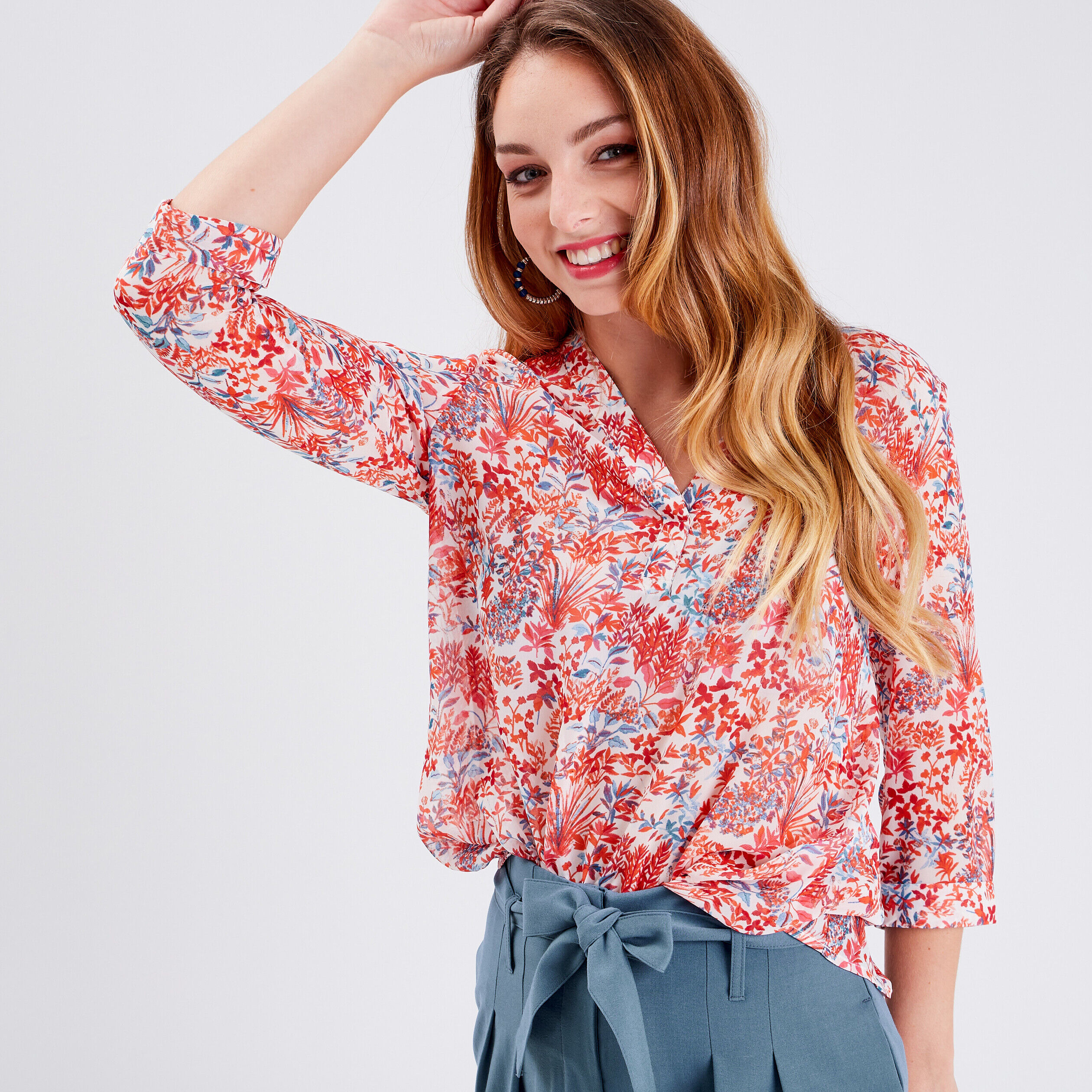 Blouse manches 3/4 blanc femme | Cache Cache