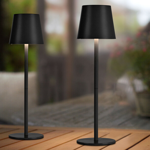 LED-Akku-Tischleuchte Buria, 2er Set, schwarz