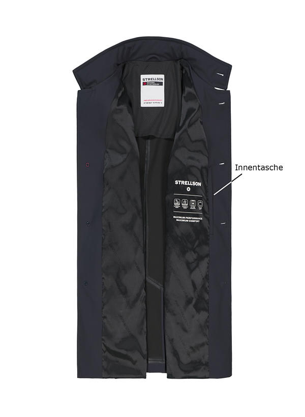 Strellson, Mantel Finchley, Mikrofaser, wasserabweisend, dunkelblau