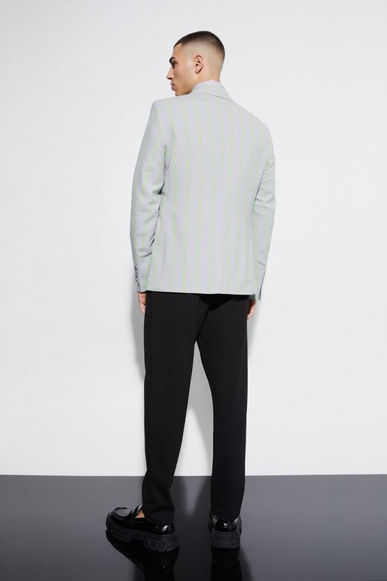 Einreihige Slim-Fit Anzugjacke mit Streifen