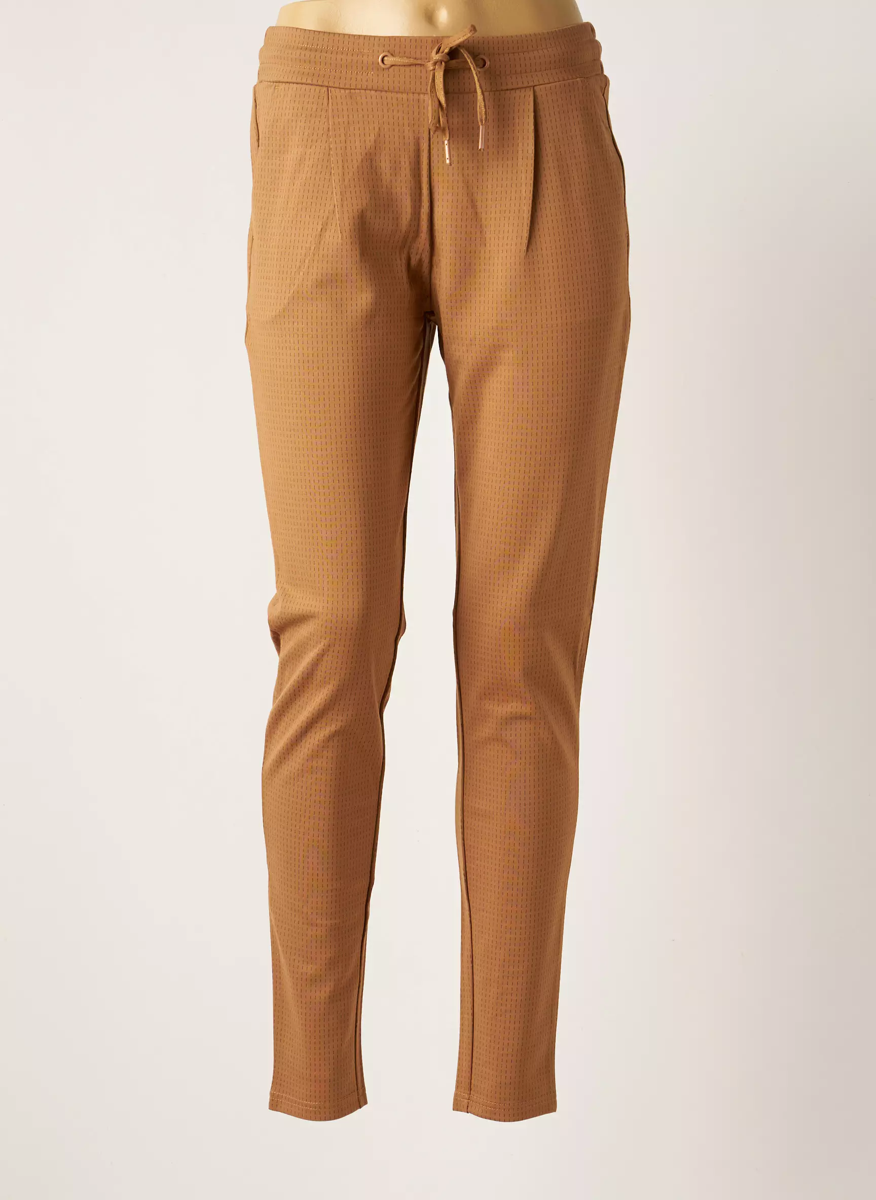 Ichi Pantalons Chino Femme couleur beige