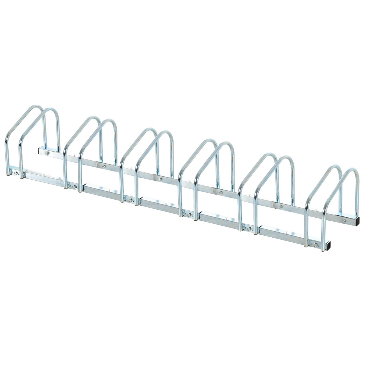 HOMCOM Fahrradständer Radständer Mehrfachständer Aufstellständer Fahrrad Ständer wetterfest langlebig Boden- und Wandmontage Stahl bis 6 Fahrräder Silber 179 x 33 x 27 cm