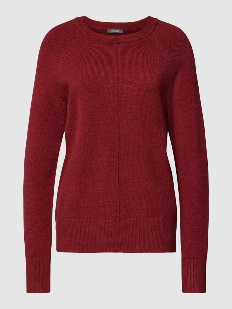 Strickpullover mit gerippten Abschlüssen in bordeaux rot meliert