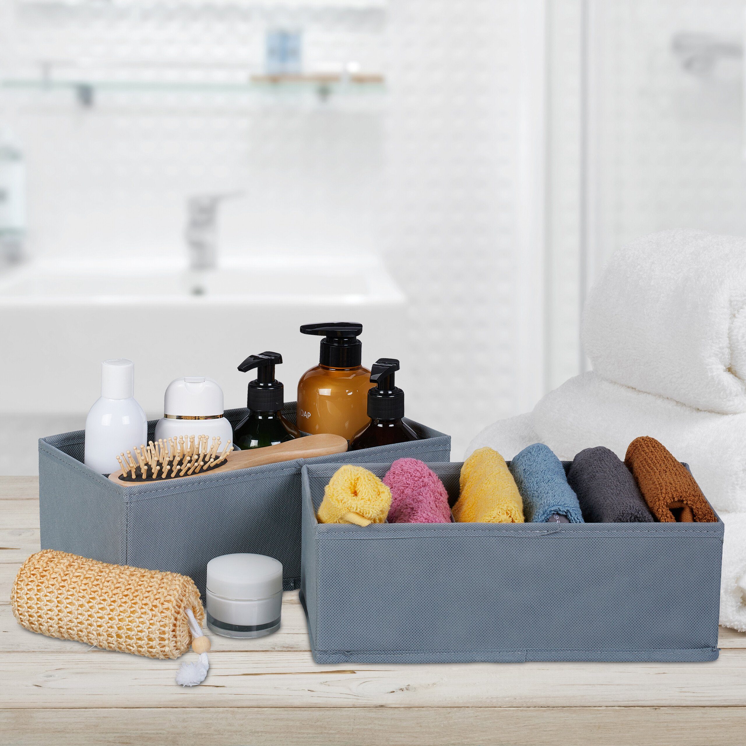 relaxdays Aufbewahrungsbox Schubladen Organizer 4-teiliges Set