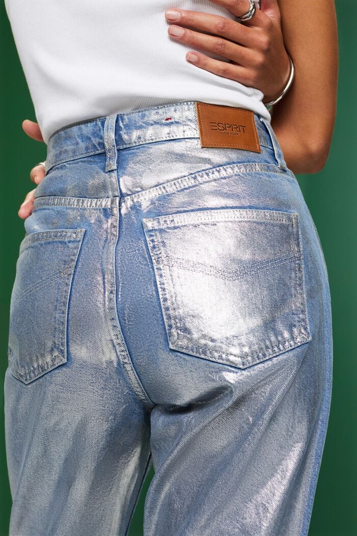 Retro-Jeans mit geradem Bein und Metallic-Finish