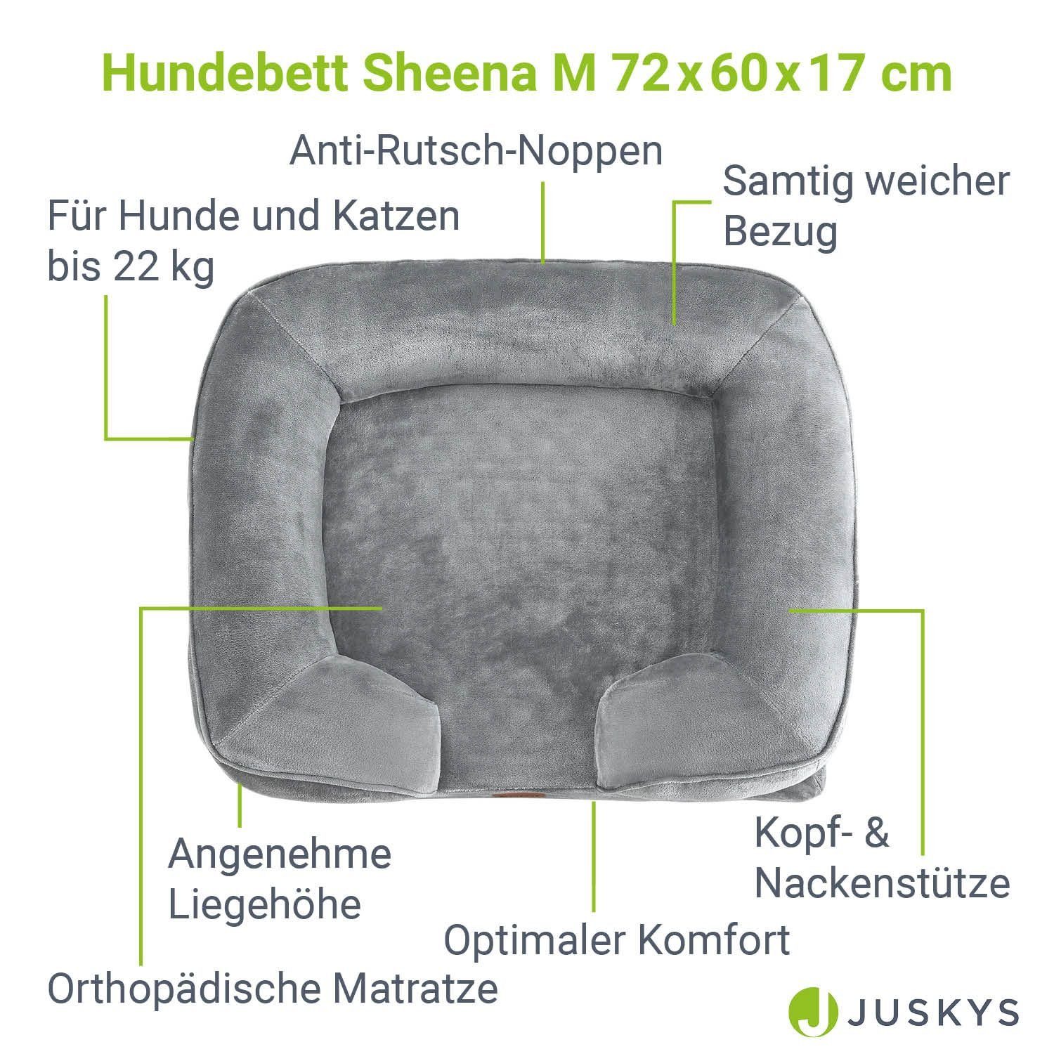 Juskys Tierbett Sheena, Stoff, Flanell (100 % Polyester), orthopädisch, waschbar und rutschfest, gepolsterter Rand