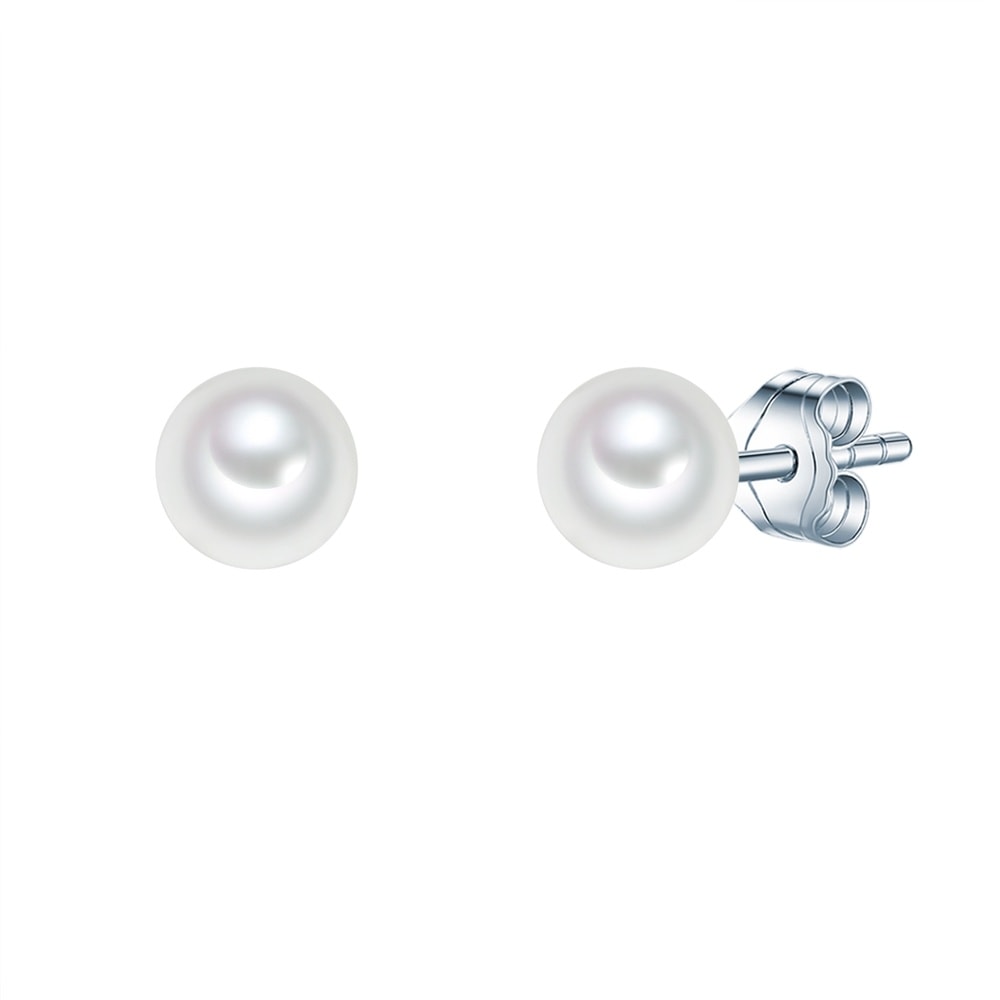 Rafaela Donata Puce d'oreille en perle Perles organiques Perles organiques en Blanc Boucles d'oreilles