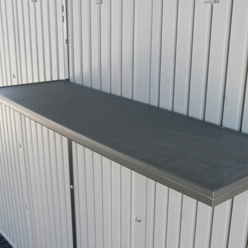 8' wide x 12.5' deep plastic storage shed