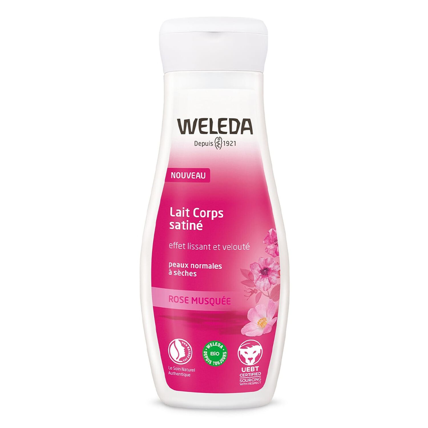 Weleda Rose Musquée Lait Corps Satiné - Peaux Normales à Sèches - Effet Lissant et Velouté - 200 ml