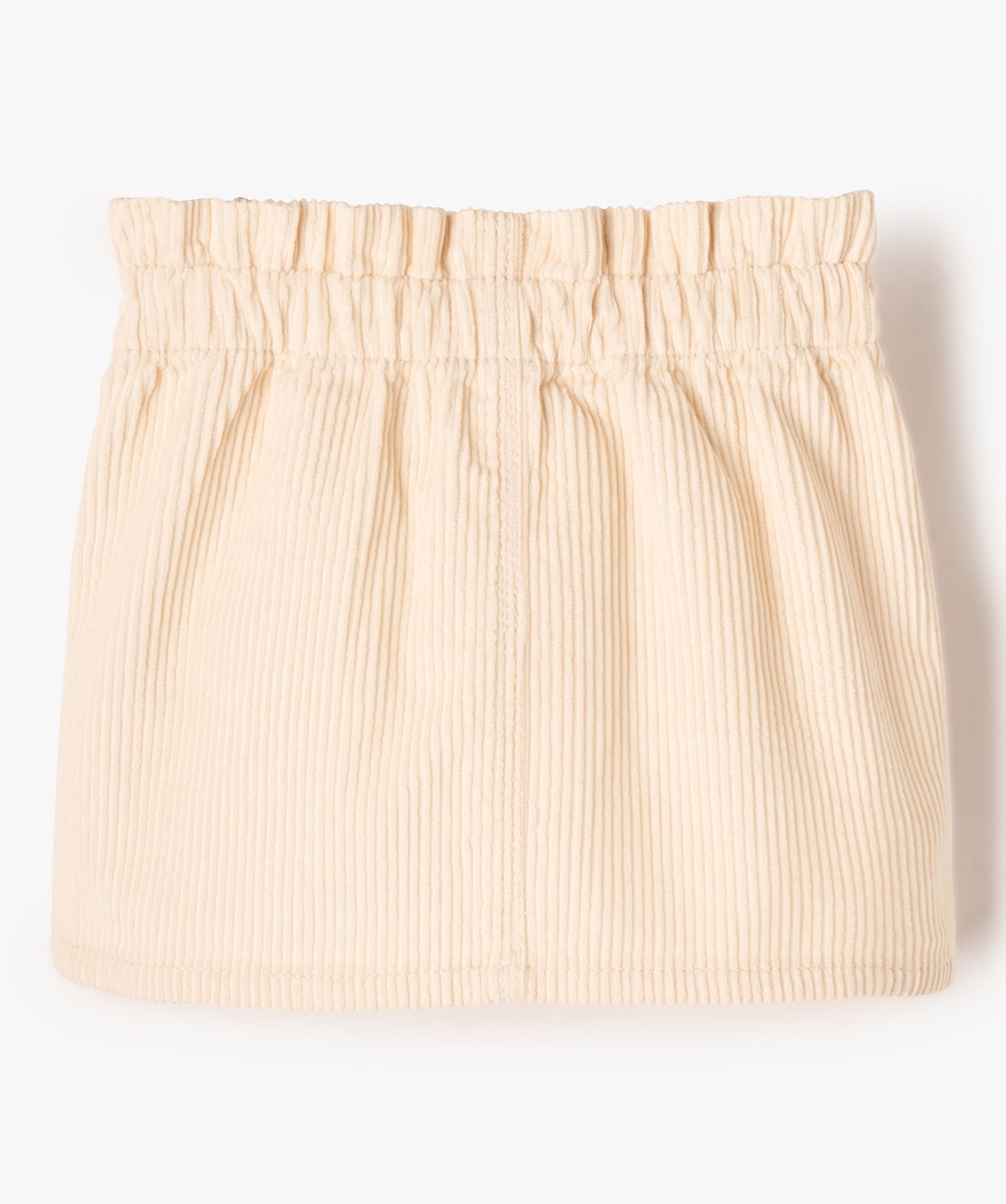 Jupe courte en velours à taille élastique bébé fille ecru | GEMO