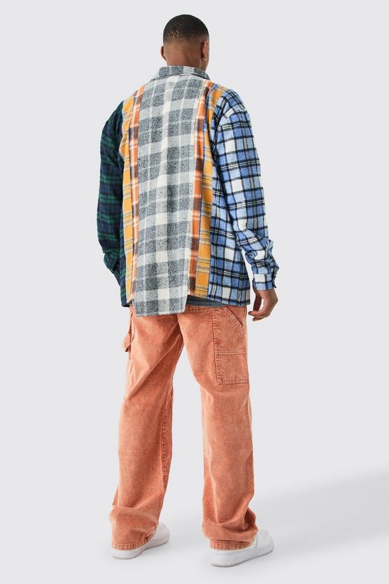 Lockere Cord-Hose mit Acid-Waschung in Orange