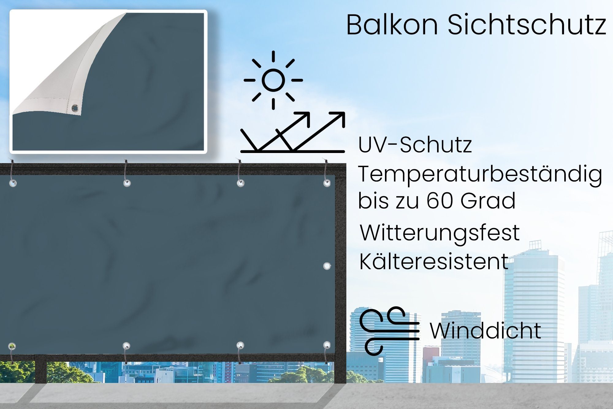 MuchoWow Balkonsichtschutz Oceana - Farben - Palette (1-St) Balkonbanner, Sichtschutz für den Balkon, Robustes und wetterfest