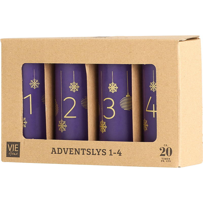 Vie Home Adventslys 4-pk 11 cm 1-4 lilla