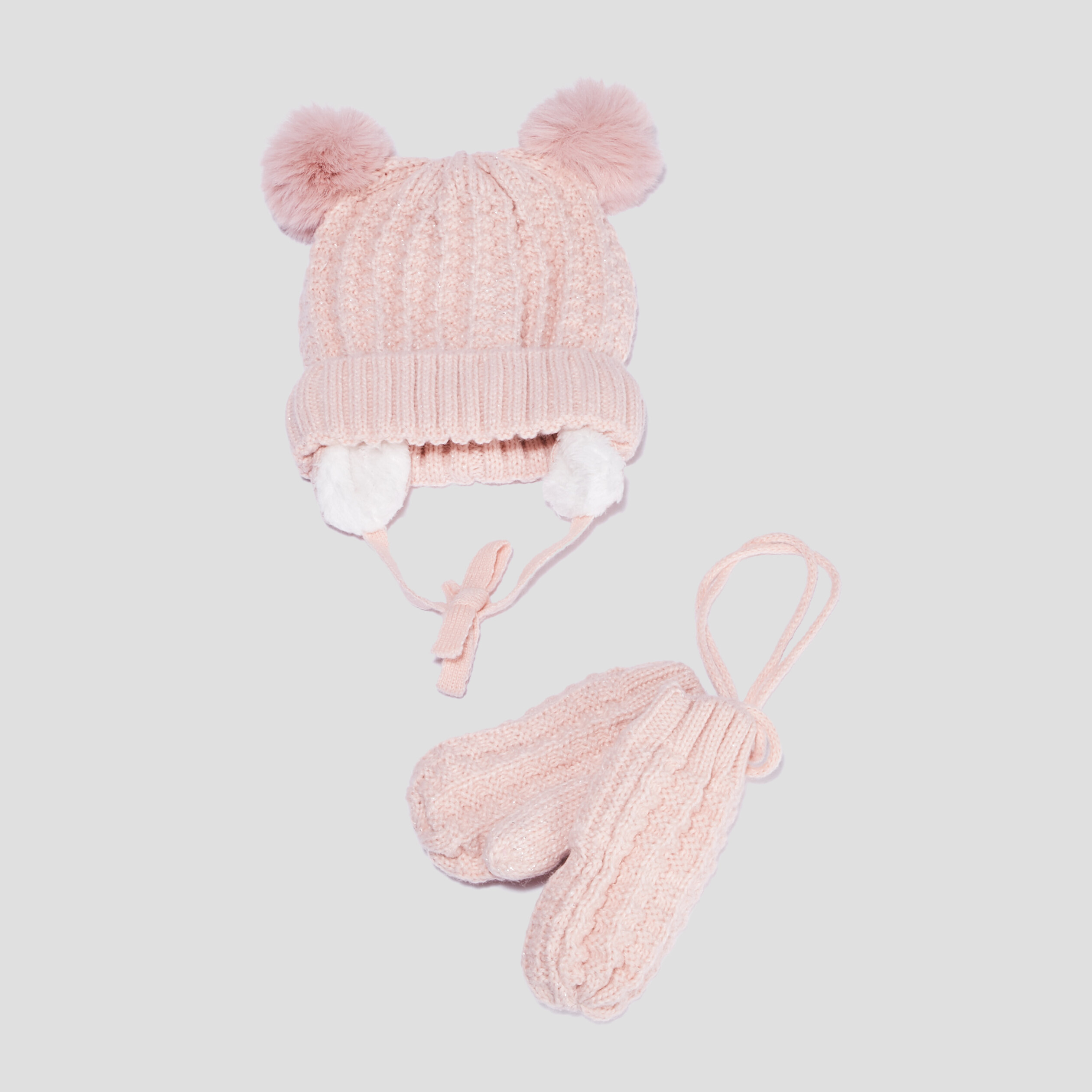Ensemble bonnet et moufles rose bébé fille | La Halle
