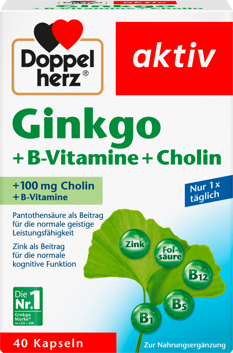 Ginkgo + B-Vitamine + Cholin Kapseln 40 St, 22,4 g