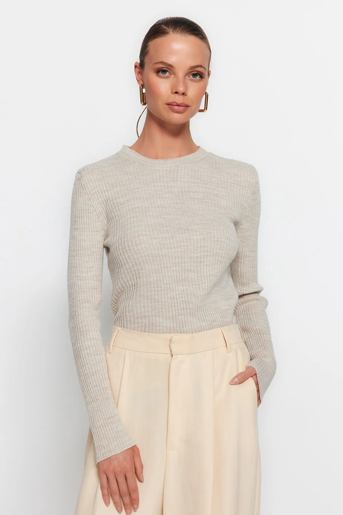Trendyol Collection  Braun-Stein Doppelpack Strickpullover TWOAW22KZ1766