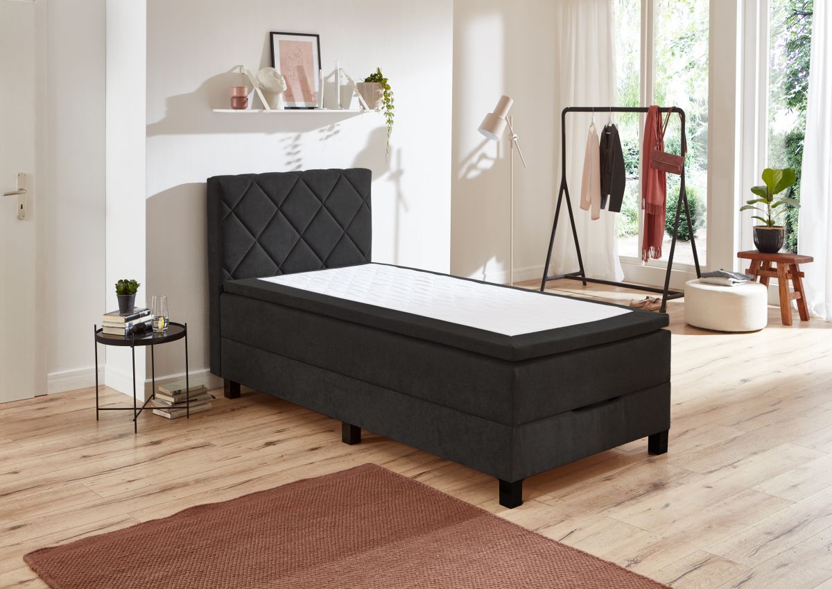 Sun Garden Boxspringbett Jeff mit Bettkasten Schwarz 100 x 200 cm