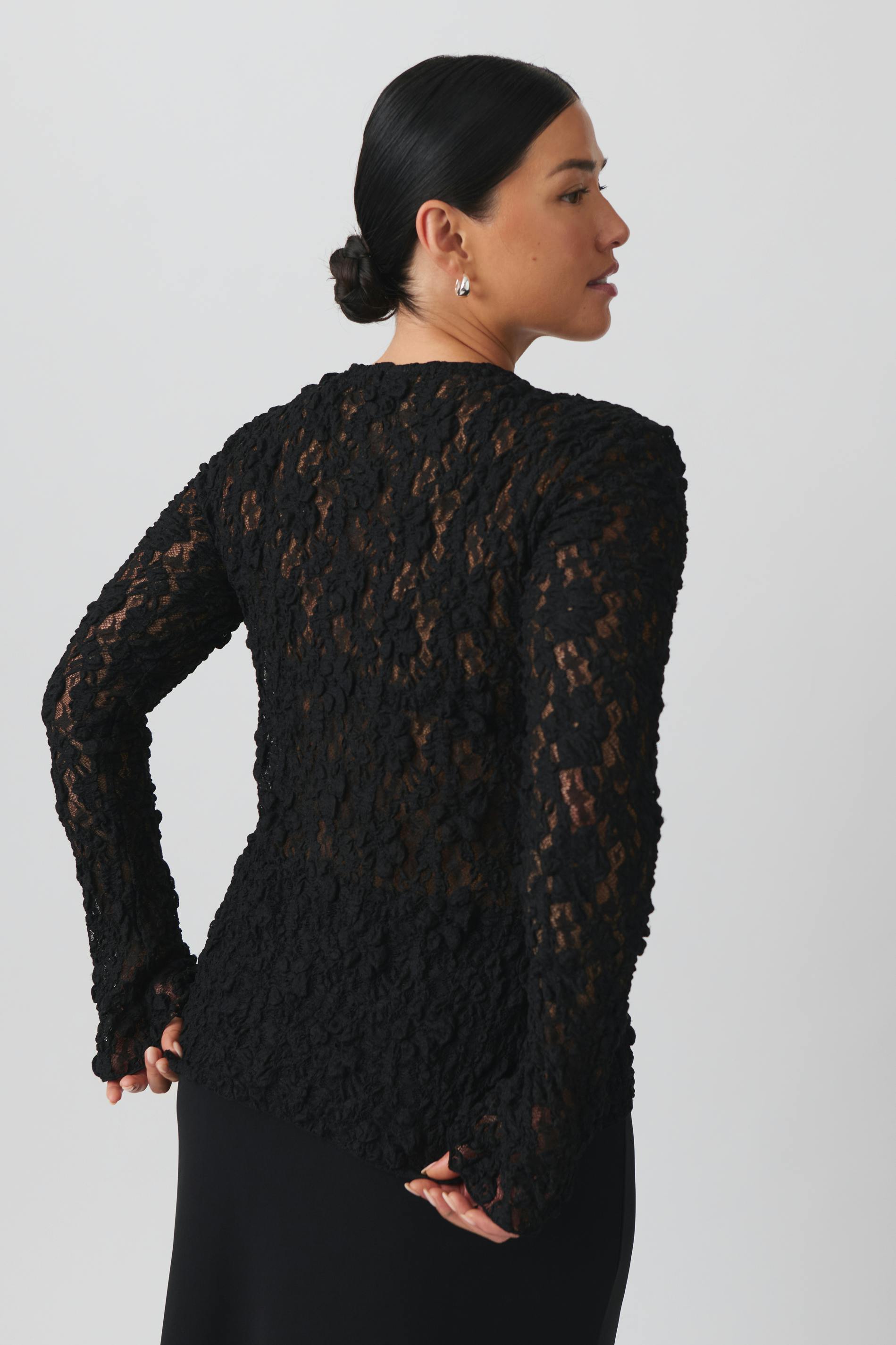 Lace tie front top