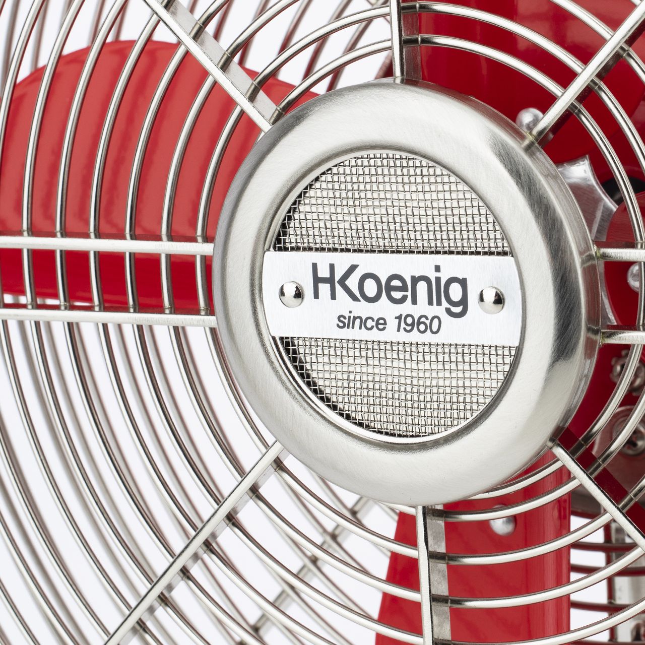 H.Koenig Elektrischer Tischventilator im Retro-Stil, rot