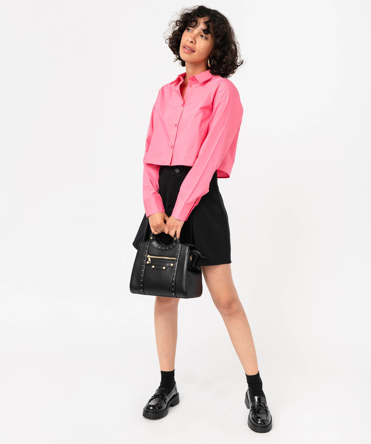 Chemise ultra courte en coton femme rose | GEMO