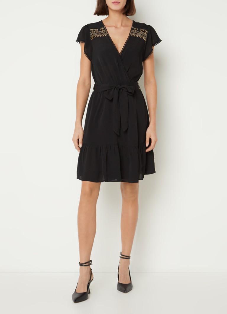 Vestido túnica corto de crepé de Aaiko Rami con cinturón de lazo.