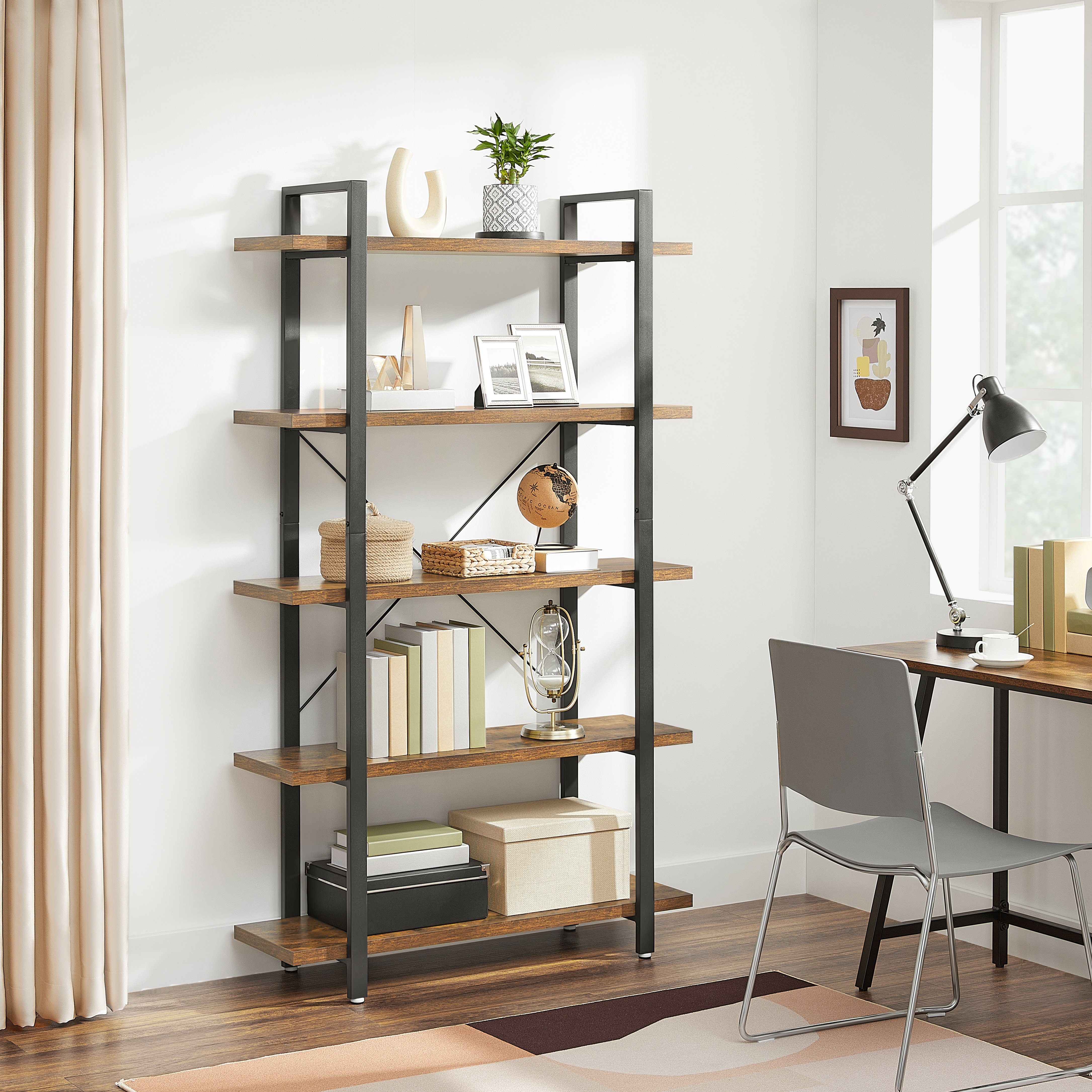 VASAGLE Bücherregal Standregal, mit 4/5 Ebenen, einfacher Aufbau