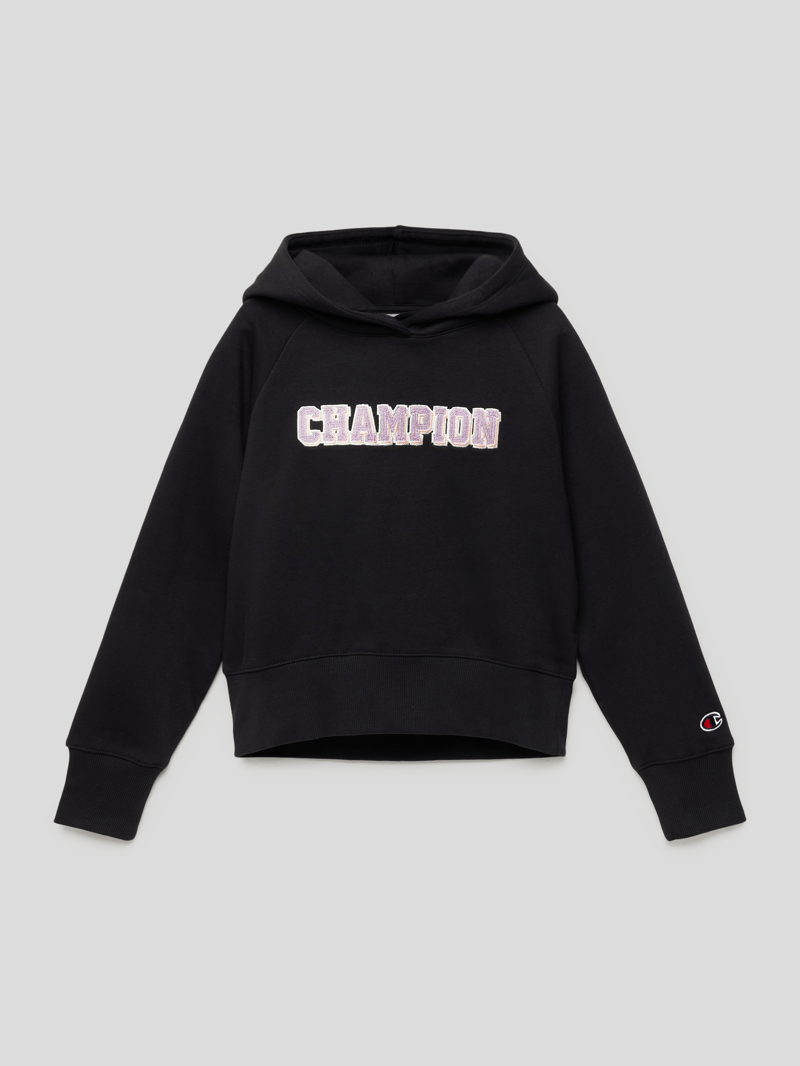 Hoodie mit Label-Stitching Modell 'Rochester' in schwarz