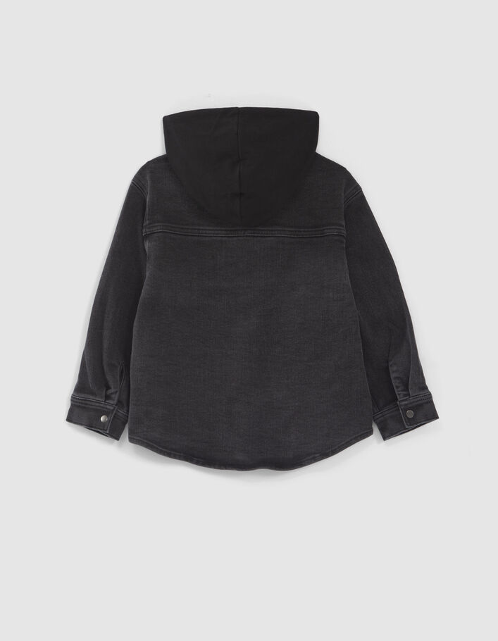 Chemise en jean grise à capuche molleton garçon