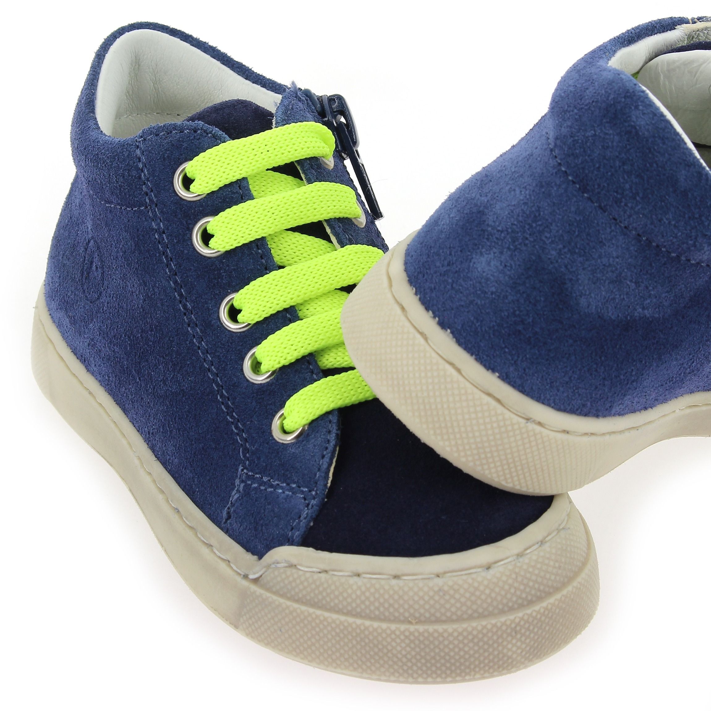 Naturino  SNOPES ZIP SUEDE - Marine Jaune fluo