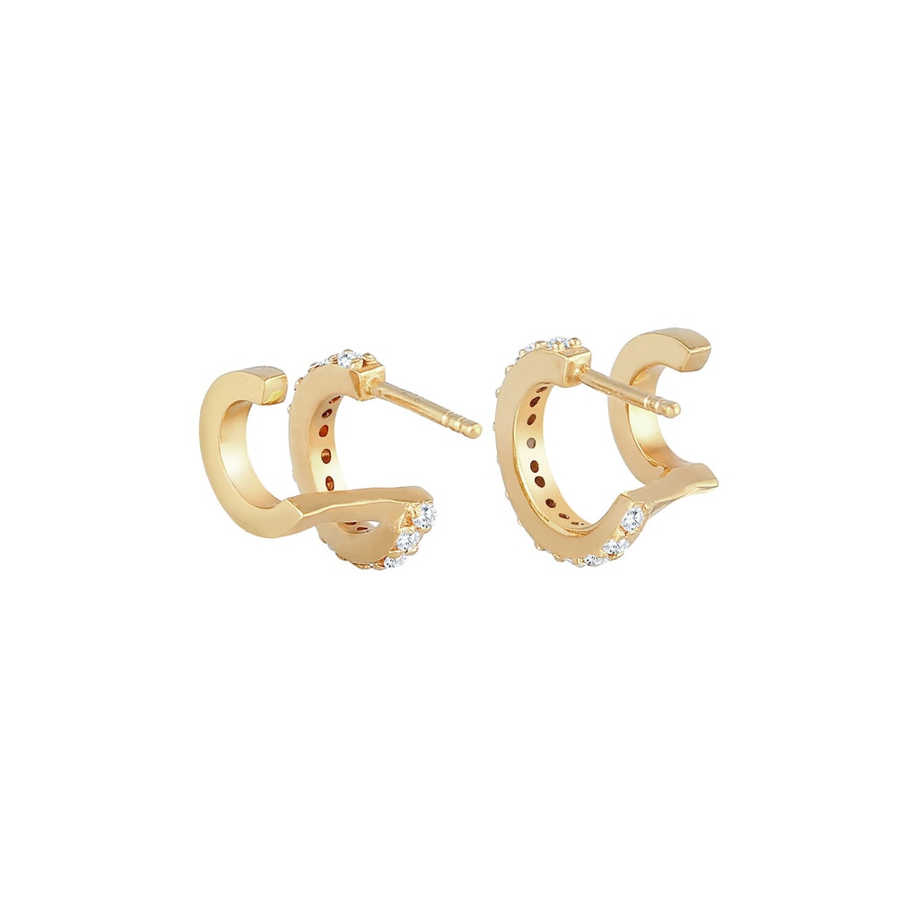 Elli Elli Boucles d'Oreilles Clous d'oreilles créoles pour dames double tendance avec  Boucles d'oreilles