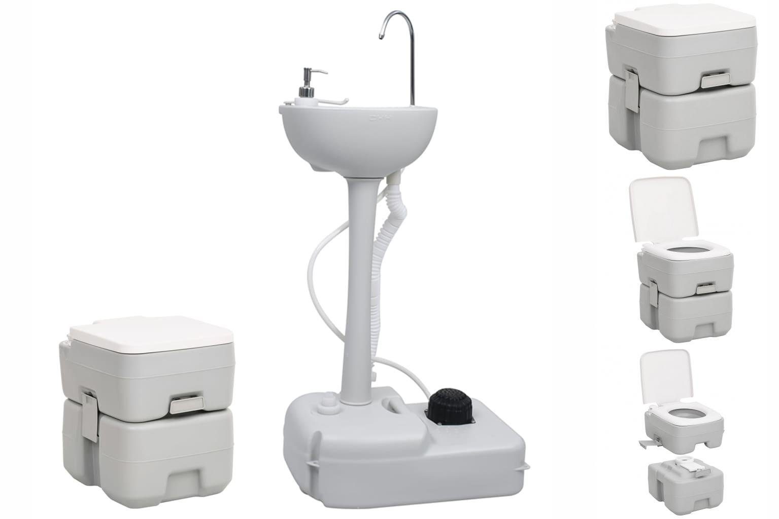 vidaXL Campingtoilette Tragbare Campingtoilette mit Waschbecken