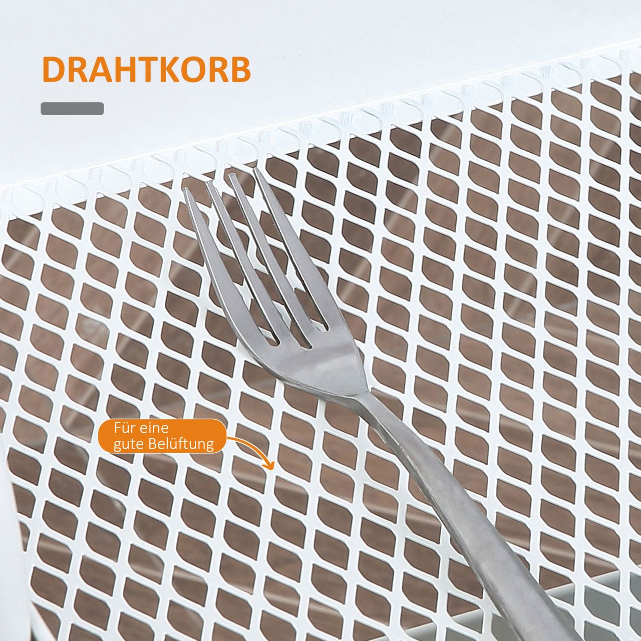 HOMCOM Küchenwagen Metallrollwagen 3-Etagen Metall mit großem Stauraum und Deckel für Küchen und Büro Aufbewahrungswagen Servierwagen Küchenregal mit Rollen Stahl Weiß 45 x 31 x 79,4 cm