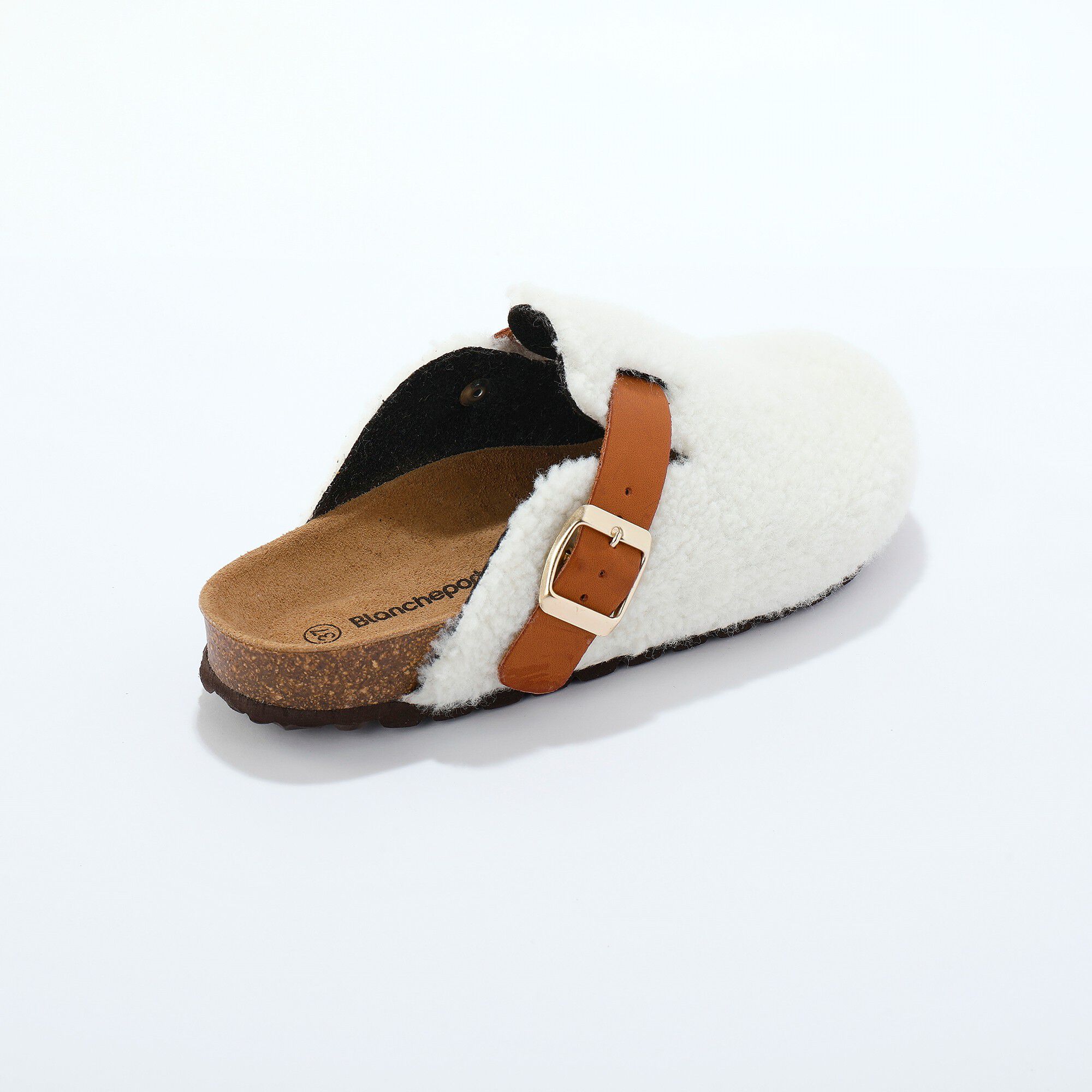 Chaussons sabot en sherpa à bride réglable